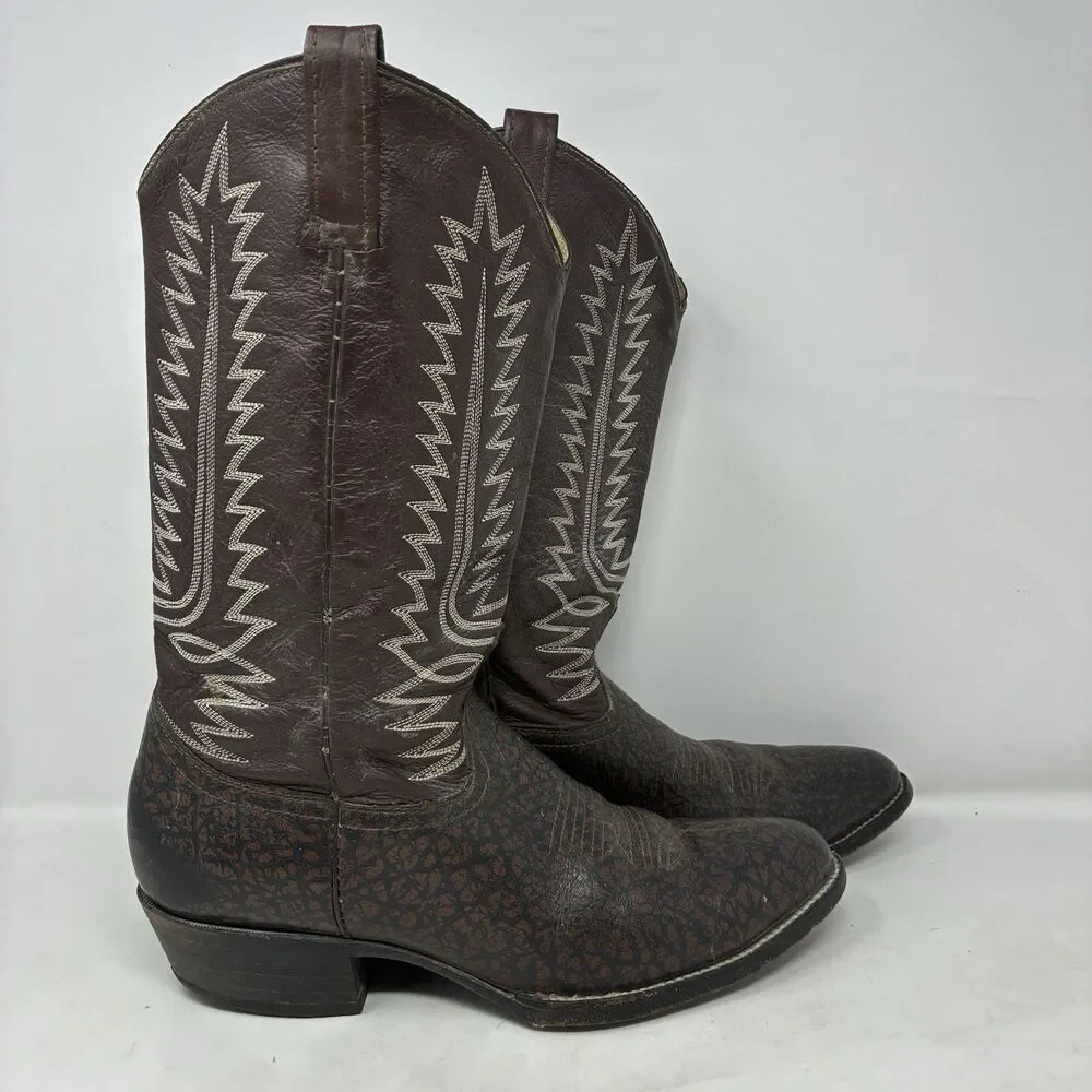 Cowtown Vintage Exotic Men's Cowboy Boots Size 10D Caribou Western Brown Mexico